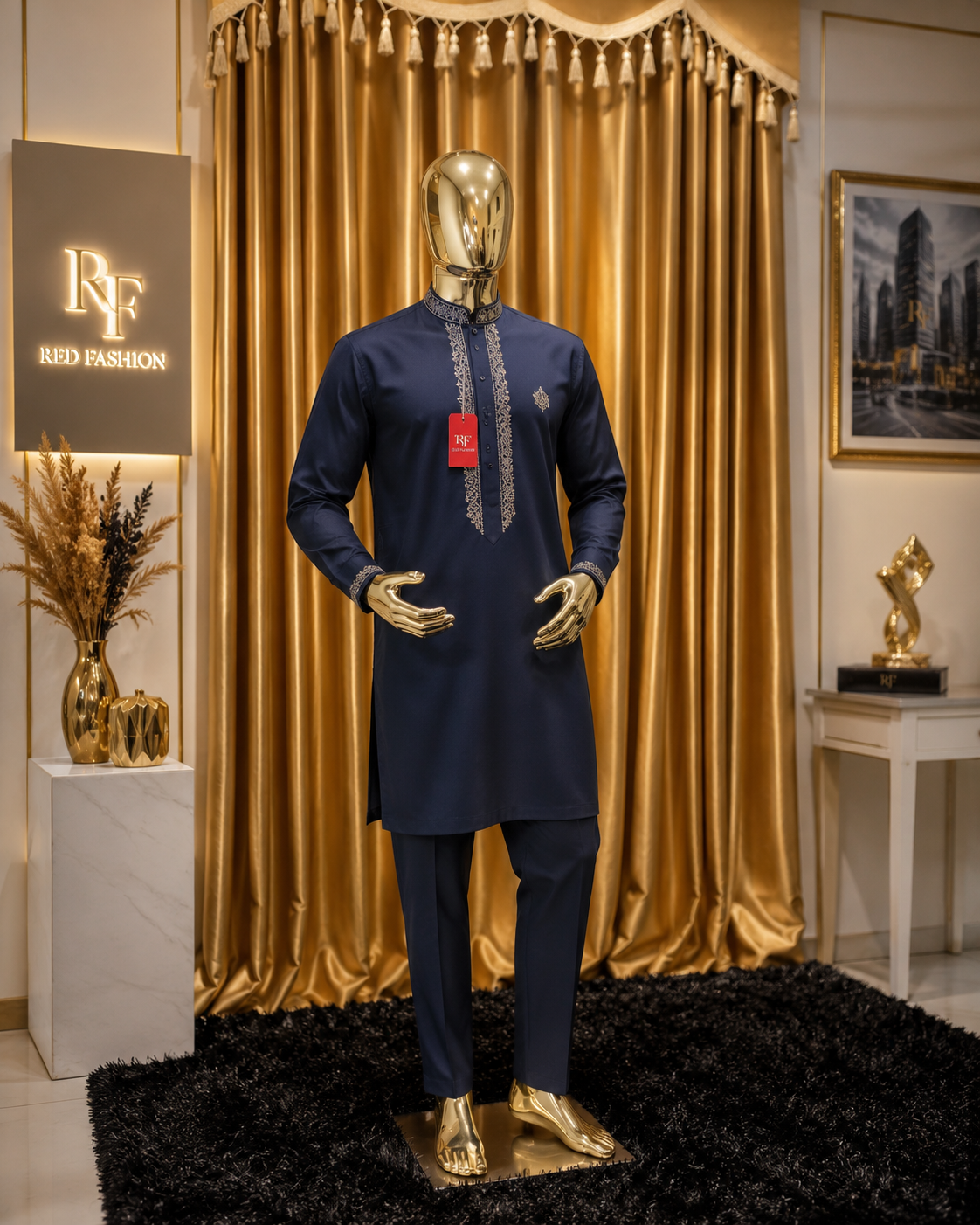 Red Fashion fresh native men outfit